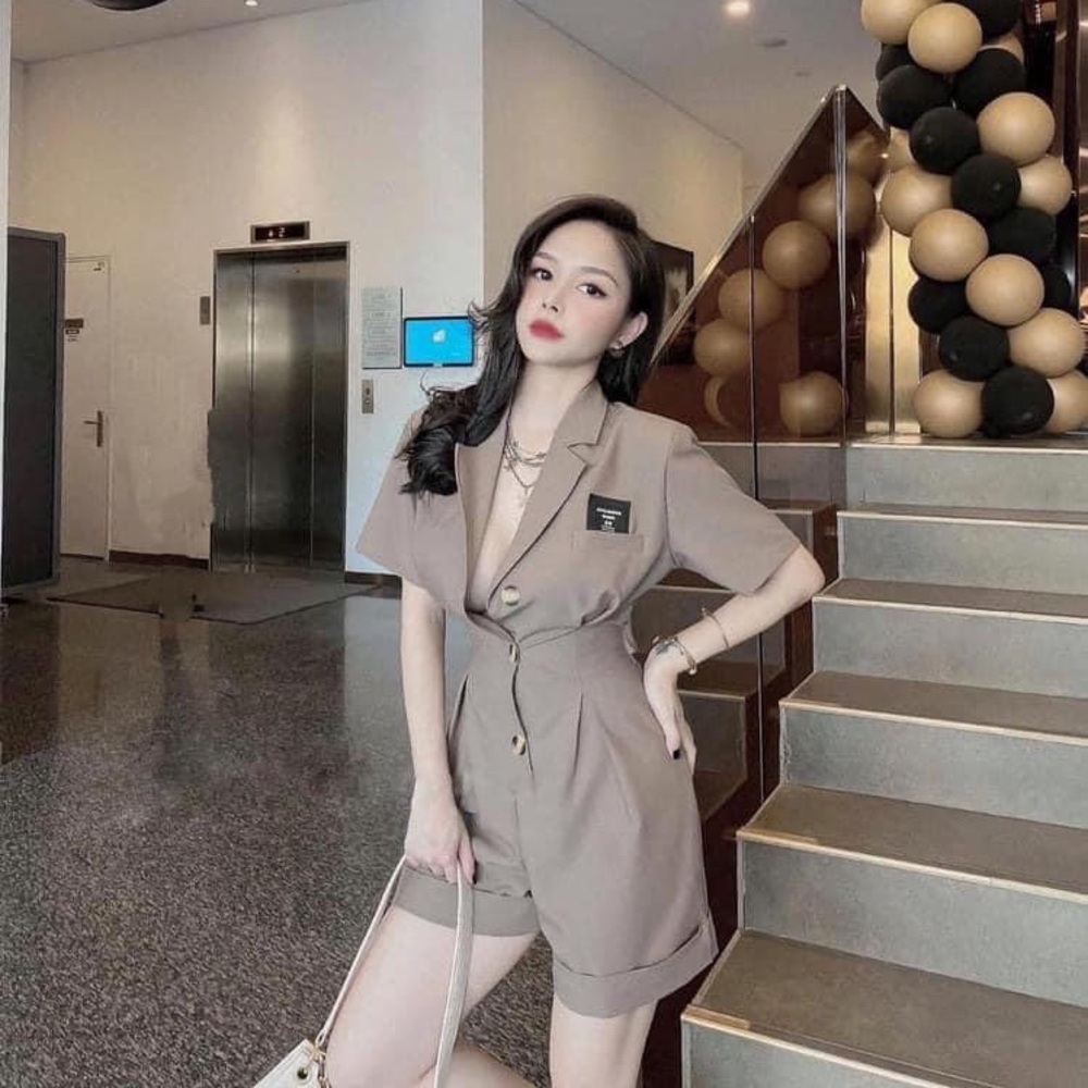 Beige Jumpsuit V Neck Size S